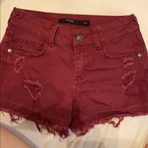 Jean shorts. Maroon